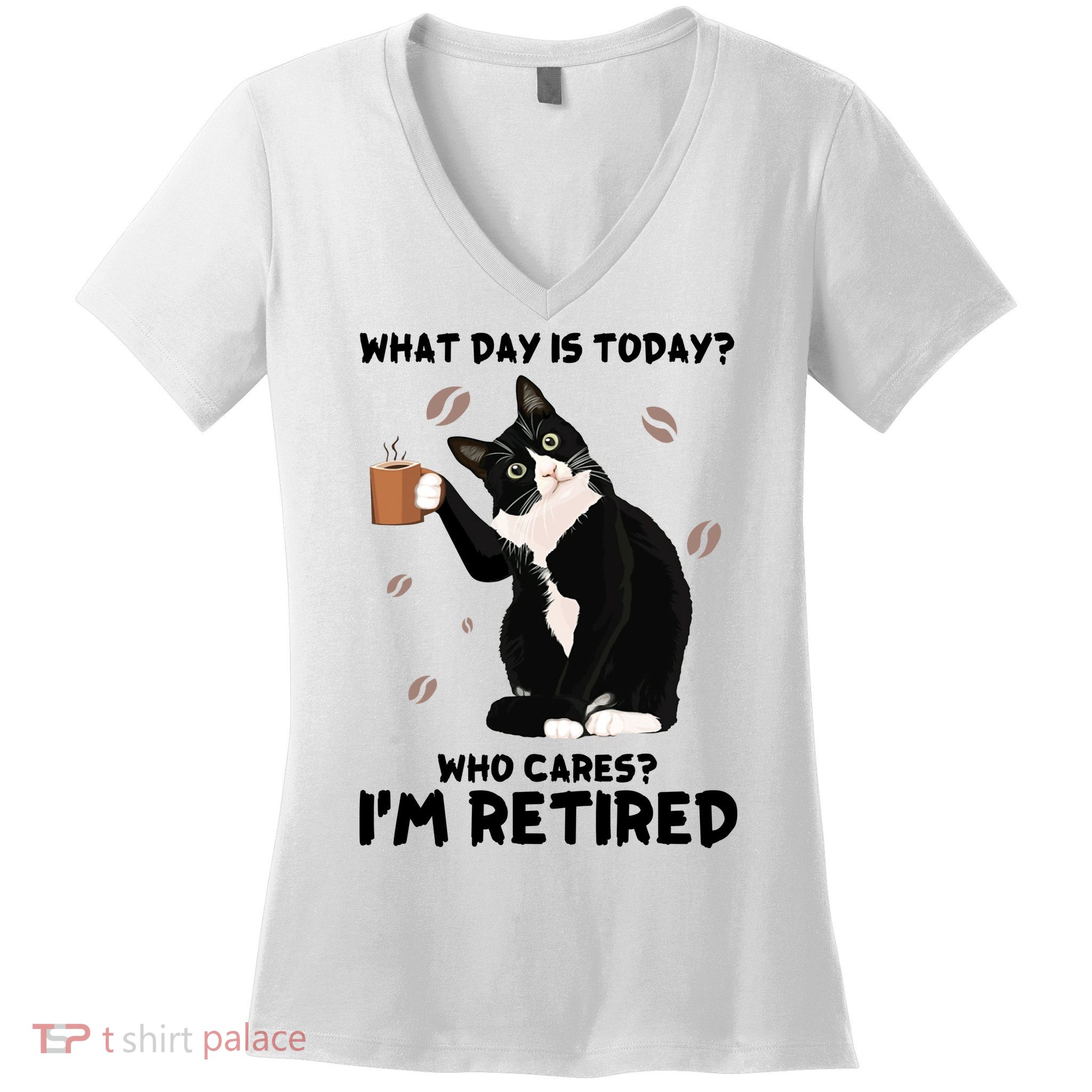 Retired Funny Cat Retirement Women's V-Neck T-Shirt