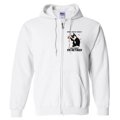 Retired Funny Cat Retirement Full Zip Hoodie