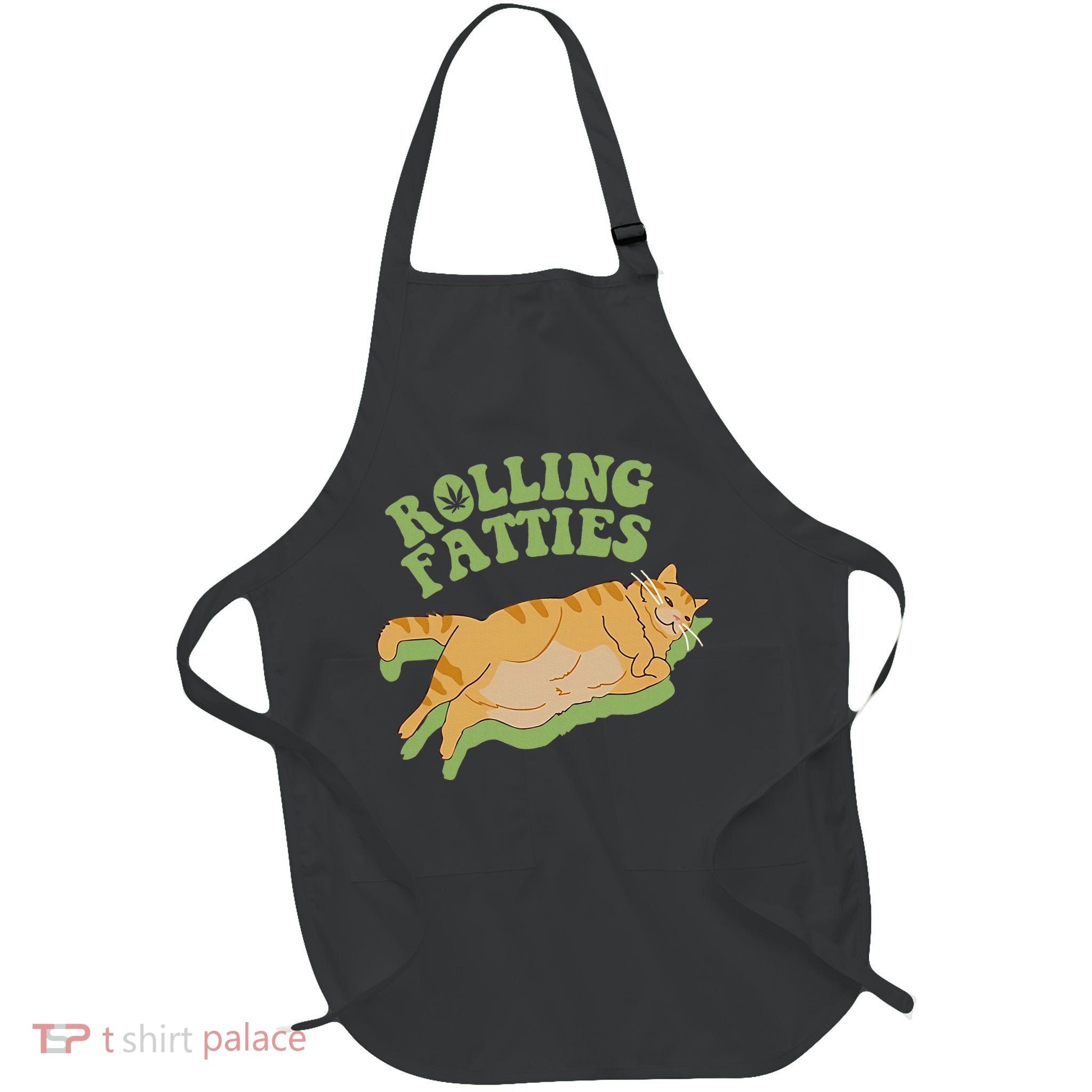 Rolling Fatties Cat Retro Kitty Kitten Meow Full-Length Apron With Pockets