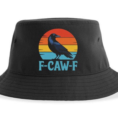 Retro F Caw F Black Bird Crow Funny Crow Lover Sustainable Bucket Hat