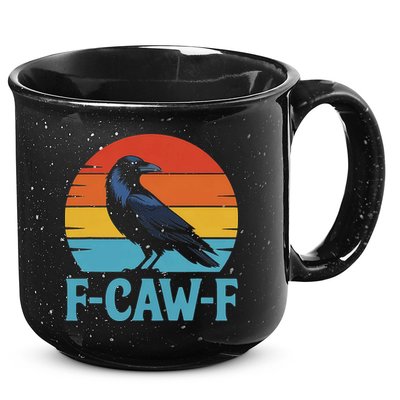 Retro F Caw F Black Bird Crow Funny Crow Lover 15oz Campfire Ceramic Mug