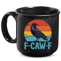 Retro F Caw F Black Bird Crow Funny Crow Lover 15oz Campfire Ceramic Mug
