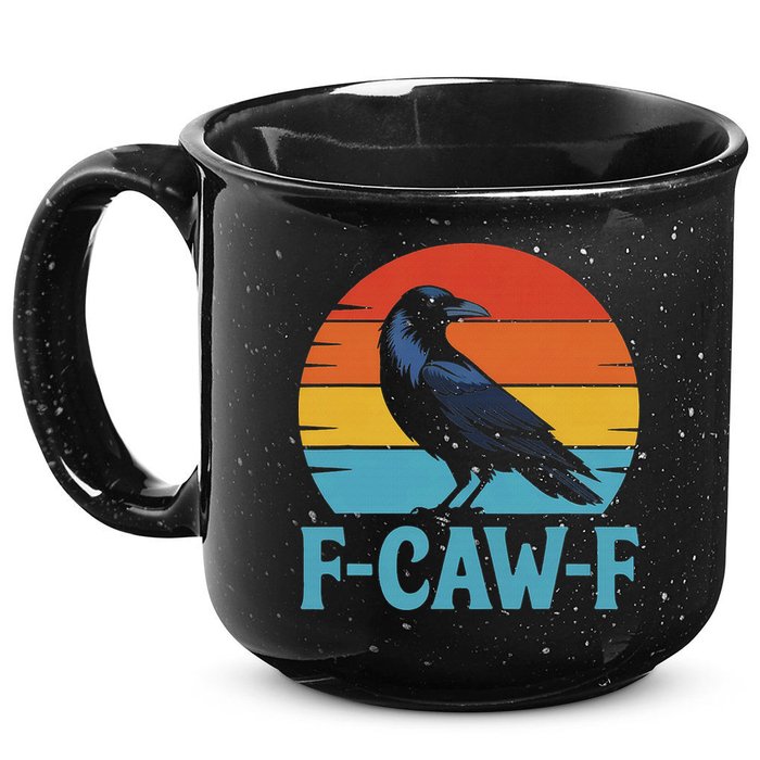 Retro F Caw F Black Bird Crow Funny Crow Lover 15oz Campfire Ceramic Mug