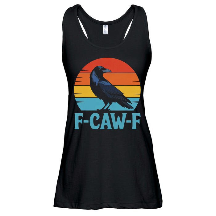 Retro F Caw F Black Bird Crow Funny Crow Lover Ladies Essential Flowy Tank