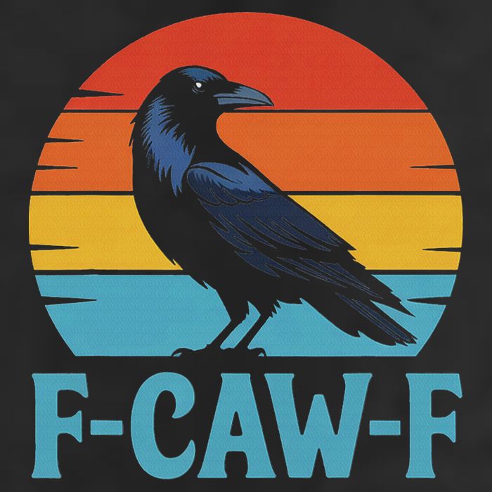 Retro F Caw F Black Bird Crow Funny Crow Lover Crop Fleece Hoodie