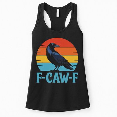 Retro F Caw F Black Bird Crow Funny Crow Lover Womens Tank Top
