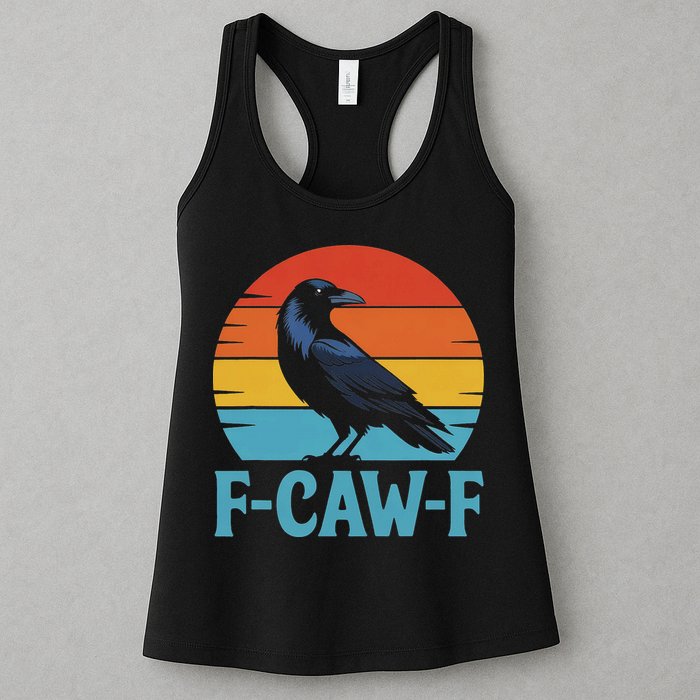 Retro F Caw F Black Bird Crow Funny Crow Lover Womens Tank Top