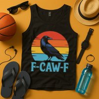 Retro F Caw F Black Bird Crow Funny Crow Lover Tank Top