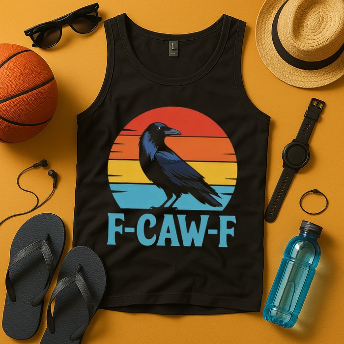 Retro F Caw F Black Bird Crow Funny Crow Lover Tank Top