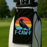 Retro F Caw F Black Bird Crow Funny Crow Lover Golf Towel