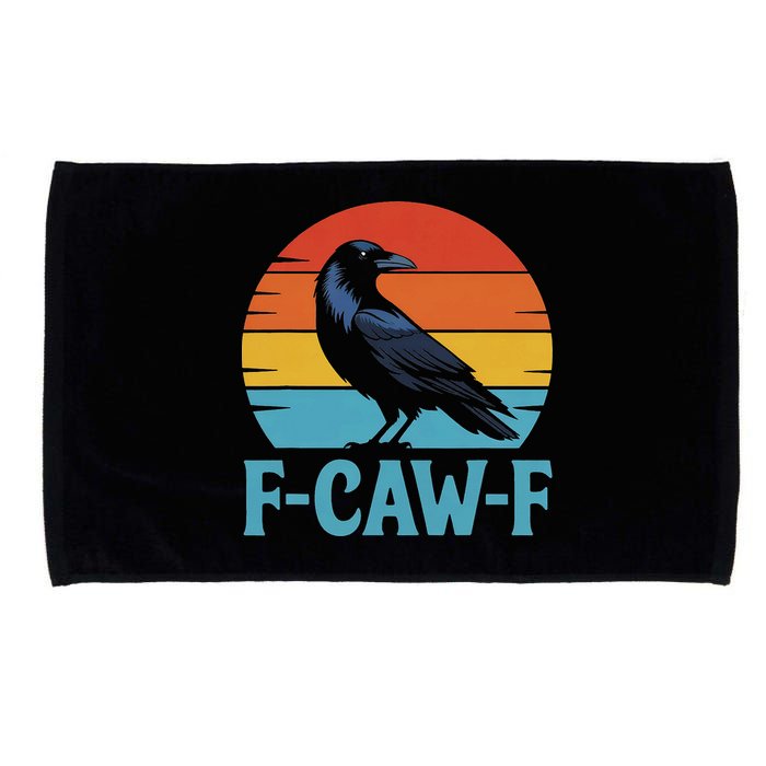Retro F Caw F Black Bird Crow Funny Crow Lover Microfiber Hand Towel
