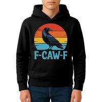 Retro F Caw F Black Bird Crow Funny Crow Lover Kids Hoodie