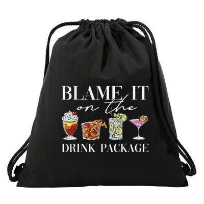 Retro Funny Cruise Blame It On The Drink Package Party Drawstring Bag