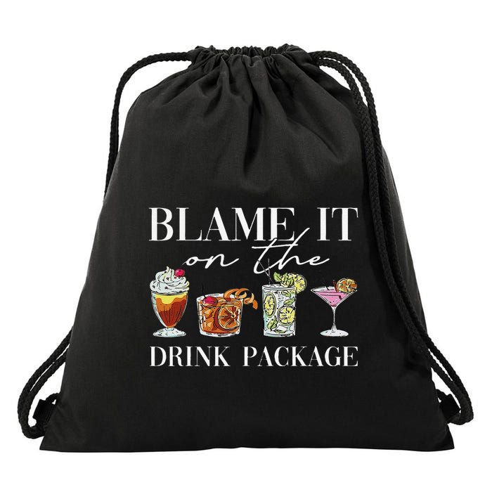 Retro Funny Cruise Blame It On The Drink Package Party Drawstring Bag