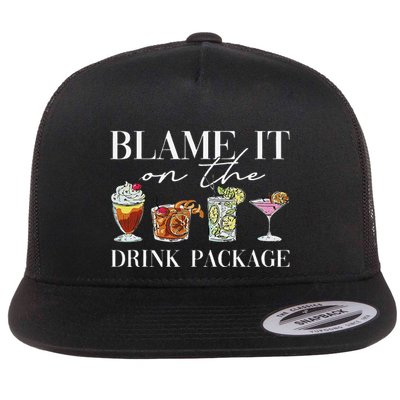 Retro Funny Cruise Blame It On The Drink Package Party Flat Bill Trucker Hat