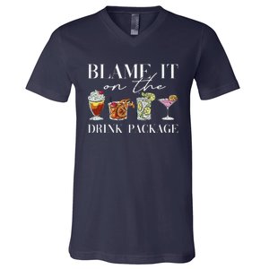 Retro Funny Cruise Blame It On The Drink Package Party V-Neck T-Shirt