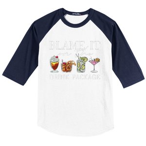 Retro Funny Cruise Blame It On The Drink Package Party Baseball Sleeve Shirt