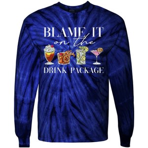 Retro Funny Cruise Blame It On The Drink Package Party Tie-Dye Long Sleeve Shirt