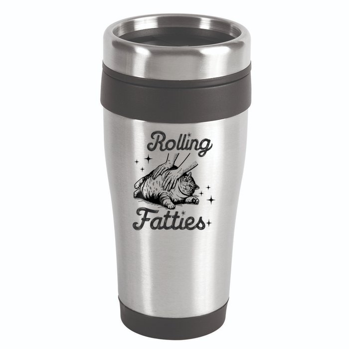 Rolling Fatties Cat Funny Cute Cat Lover Kitten Owner Kitty 16oz Travel Tumbler
