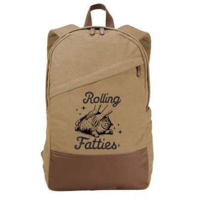 Rolling Fatties Cat Funny Cute Cat Lover Kitten Owner Kitty Cotton Canvas Backpack