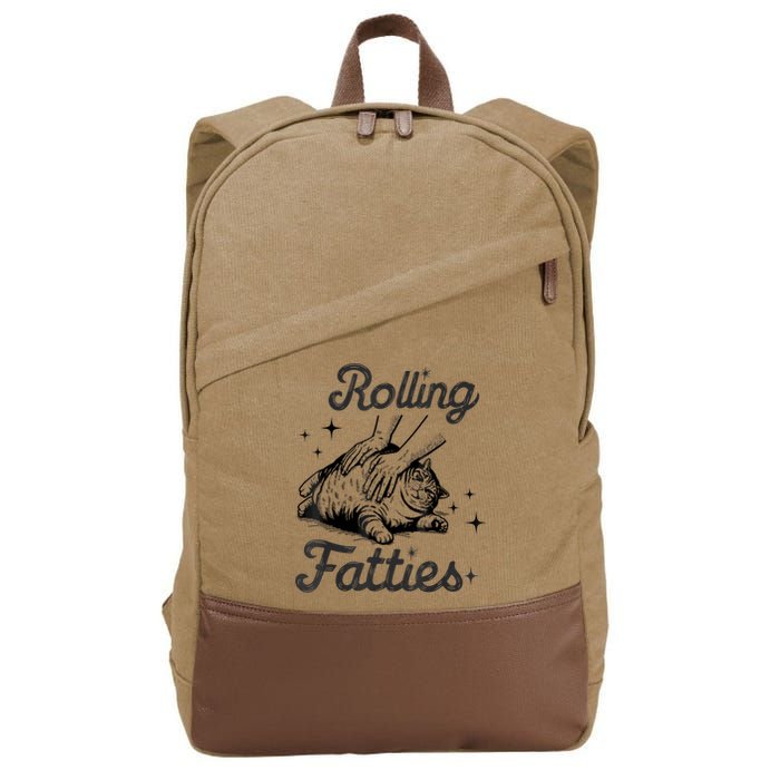 Rolling Fatties Cat Funny Cute Cat Lover Kitten Owner Kitty Cotton Canvas Backpack