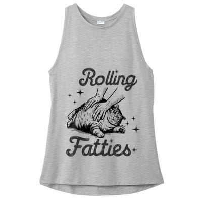 Rolling Fatties Cat Funny Cute Cat Lover Kitten Owner Kitty Ladies PosiCharge Tri-Blend Wicking Tank