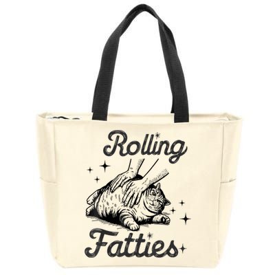 Rolling Fatties Cat Funny Cute Cat Lover Kitten Owner Kitty Zip Tote Bag