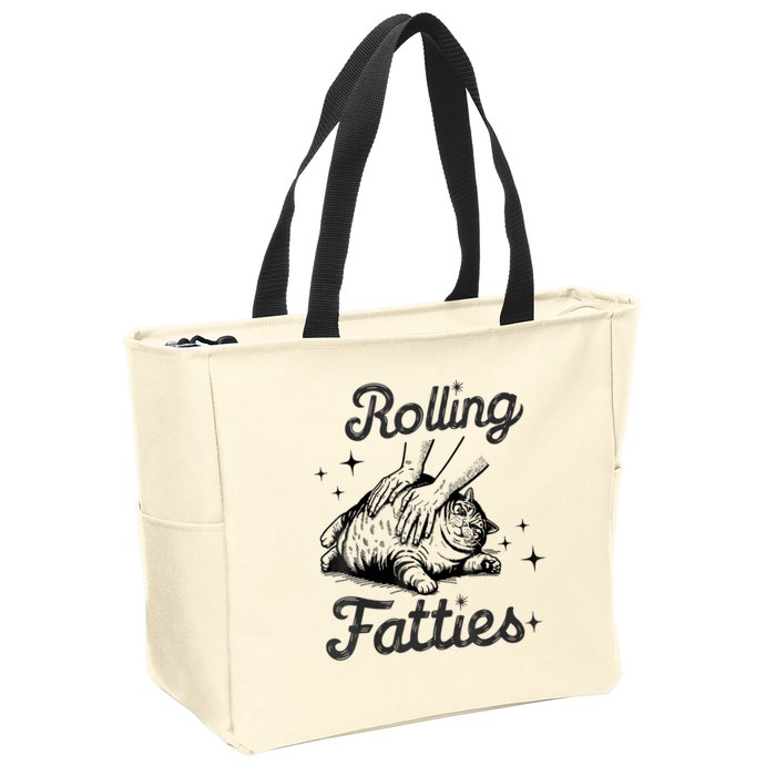 Rolling Fatties Cat Funny Cute Cat Lover Kitten Owner Kitty Zip Tote Bag