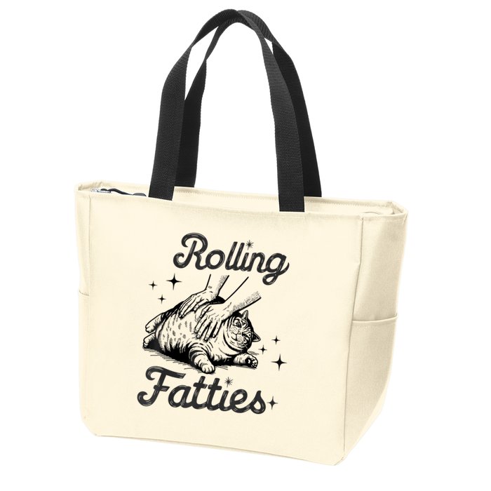 Rolling Fatties Cat Funny Cute Cat Lover Kitten Owner Kitty Zip Tote Bag