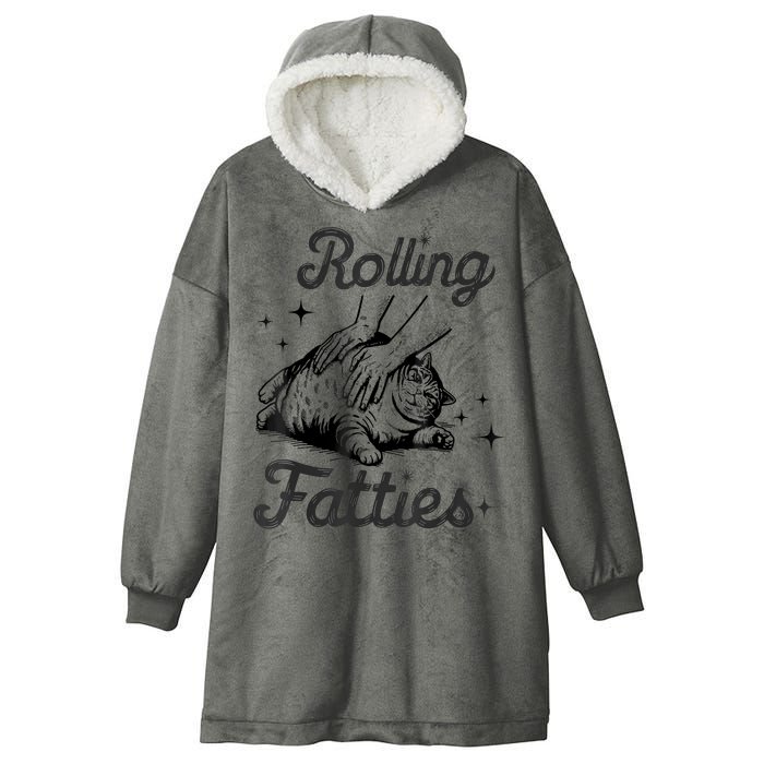 Rolling Fatties Cat Funny Cute Cat Lover Kitten Owner Kitty Hooded Wearable Blanket