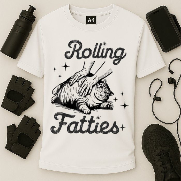 Rolling Fatties Cat Funny Cute Cat Lover Kitten Owner Kitty Performance Shirt
