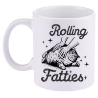 Rolling Fatties Cat Funny Cute Cat Lover Kitten Owner Kitty 11oz C Handle Ceramic Mug