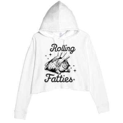 Rolling Fatties Cat Funny Cute Cat Lover Kitten Owner Kitty Crop Fleece Hoodie