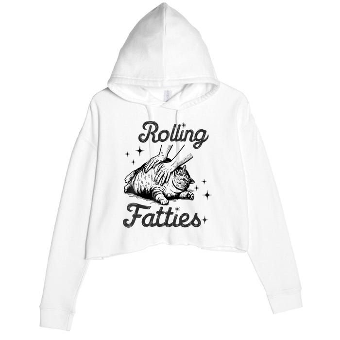 Rolling Fatties Cat Funny Cute Cat Lover Kitten Owner Kitty Crop Fleece Hoodie