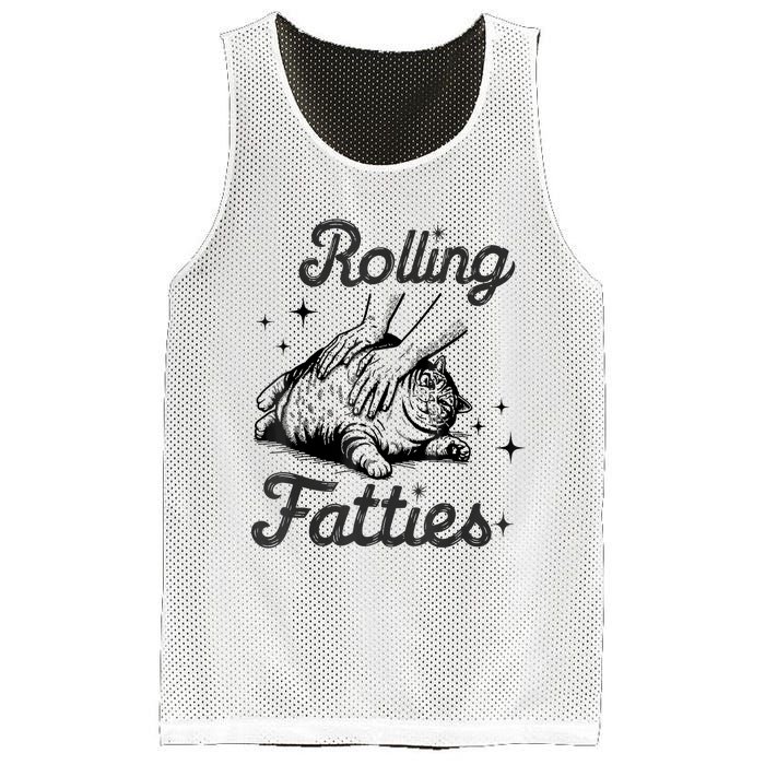 Rolling Fatties Cat Funny Cute Cat Lover Kitten Owner Kitty Mesh Reversible Basketball Jersey Tank