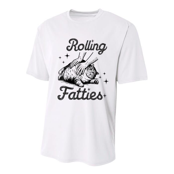 Rolling Fatties Cat Funny Cute Cat Lover Kitten Owner Kitty Youth Performance Sprint T-Shirt