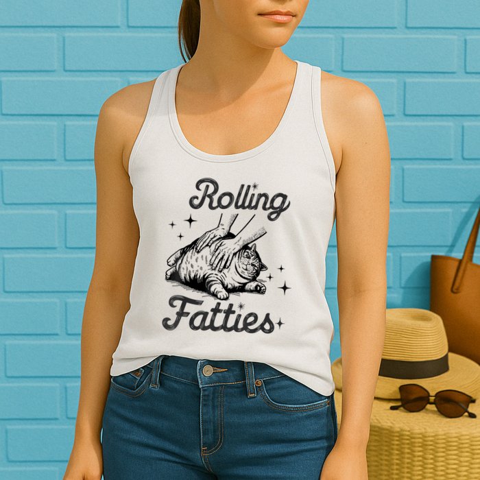 Rolling Fatties Cat Funny Cute Cat Lover Kitten Owner Kitty Womens Tank Top