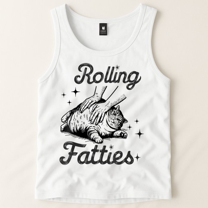 Rolling Fatties Cat Funny Cute Cat Lover Kitten Owner Kitty Tank Top