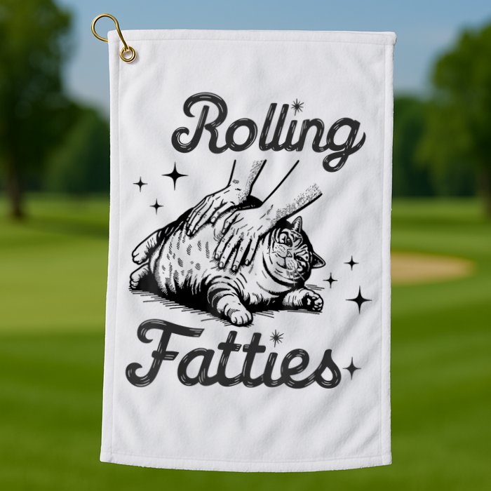 Rolling Fatties Cat Funny Cute Cat Lover Kitten Owner Kitty Golf Towel