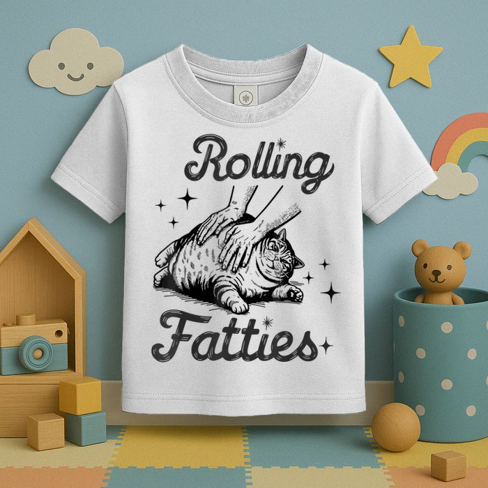 Rolling Fatties Cat Funny Cute Cat Lover Kitten Owner Kitty Toddler T-Shirt