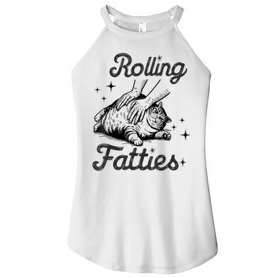 Rolling Fatties Cat Funny Cute Cat Lover Kitten Owner Kitty Women's Perfect Tri Rocker Tank