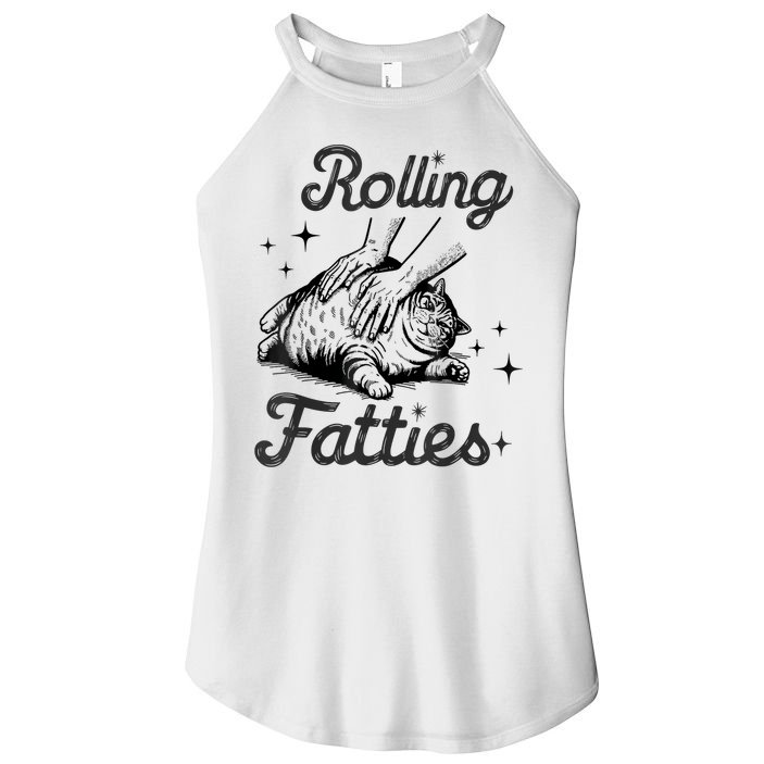 Rolling Fatties Cat Funny Cute Cat Lover Kitten Owner Kitty Women's Perfect Tri Rocker Tank