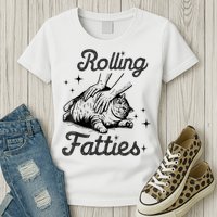 Rolling Fatties Cat Funny Cute Cat Lover Kitten Owner Kitty Womens T-Shirt