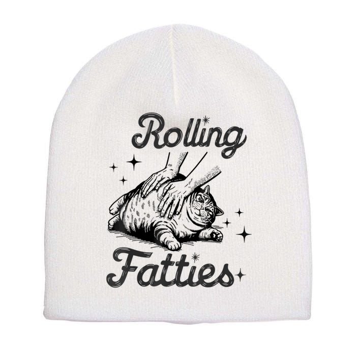 Rolling Fatties Cat Funny Cute Cat Lover Kitten Owner Kitty Short Acrylic Beanie