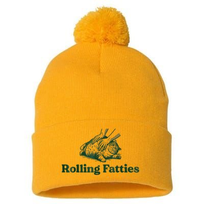Rolling Fatties Cat Funny Cute Cat Lover Kitten Owner Kitty Pom Pom 12in Knit Beanie