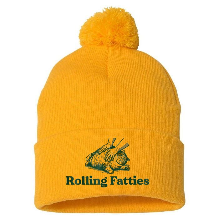 Rolling Fatties Cat Funny Cute Cat Lover Kitten Owner Kitty Pom Pom 12in Knit Beanie
