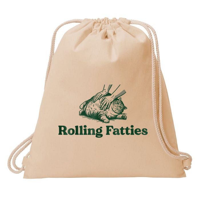 Rolling Fatties Cat Funny Cute Cat Lover Kitten Owner Kitty Drawstring Bag