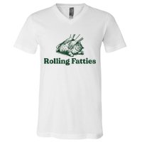 Rolling Fatties Cat Funny Cute Cat Lover Kitten Owner Kitty V-Neck T-Shirt