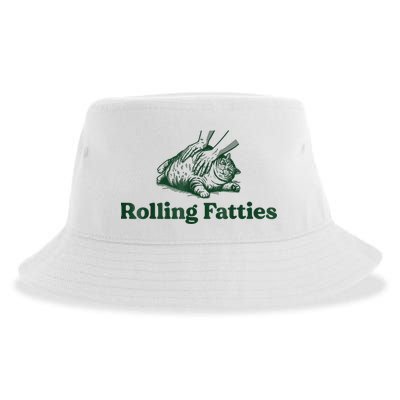 Rolling Fatties Cat Funny Cute Cat Lover Kitten Owner Kitty Sustainable Bucket Hat