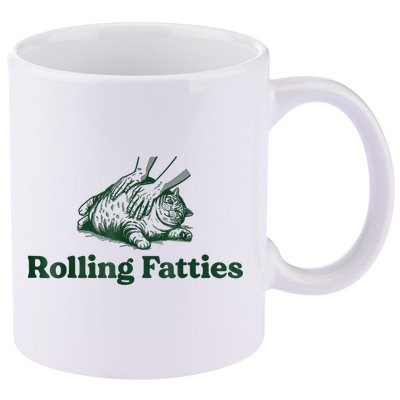 Rolling Fatties Cat Funny Cute Cat Lover Kitten Owner Kitty 11oz C Handle Ceramic Mug